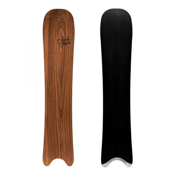 sandy shapes egoista directional freeride snowboard in walnut wood