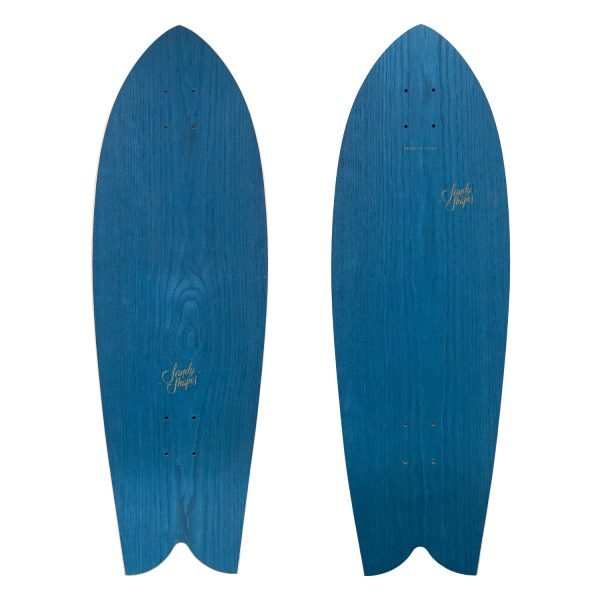 Tropicale: sustainable fish tail surfskate in blue ash wood